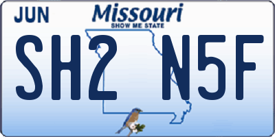 MO license plate SH2N5F