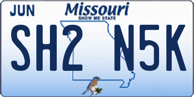 MO license plate SH2N5K