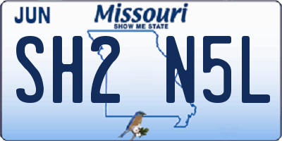 MO license plate SH2N5L