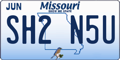 MO license plate SH2N5U
