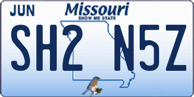MO license plate SH2N5Z