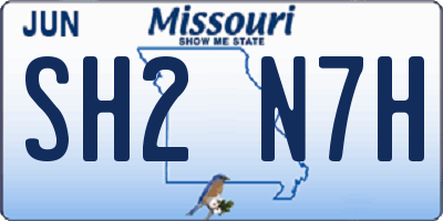 MO license plate SH2N7H