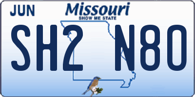 MO license plate SH2N8O