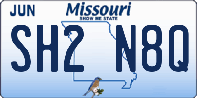 MO license plate SH2N8Q