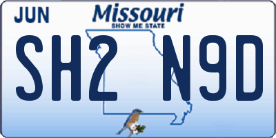MO license plate SH2N9D