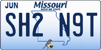 MO license plate SH2N9T
