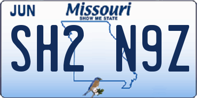 MO license plate SH2N9Z