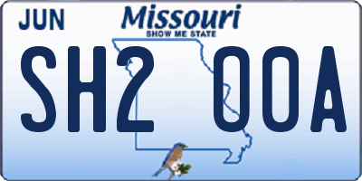 MO license plate SH2O0A