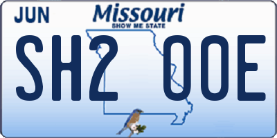 MO license plate SH2O0E