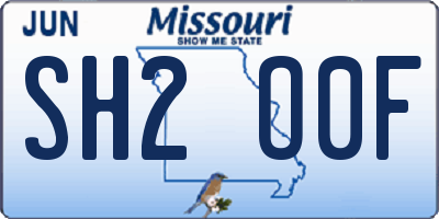 MO license plate SH2O0F