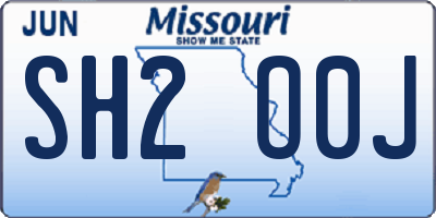 MO license plate SH2O0J