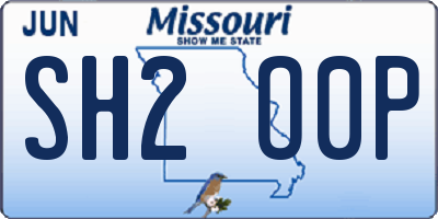 MO license plate SH2O0P