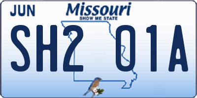 MO license plate SH2O1A