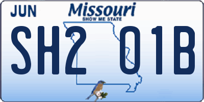 MO license plate SH2O1B
