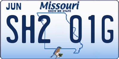 MO license plate SH2O1G