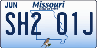 MO license plate SH2O1J
