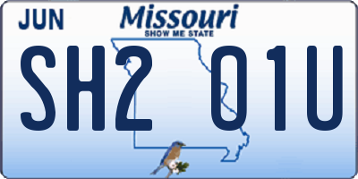 MO license plate SH2O1U