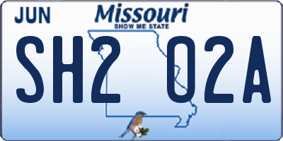 MO license plate SH2O2A