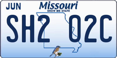 MO license plate SH2O2C