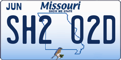 MO license plate SH2O2D