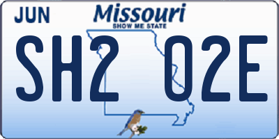 MO license plate SH2O2E