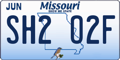MO license plate SH2O2F