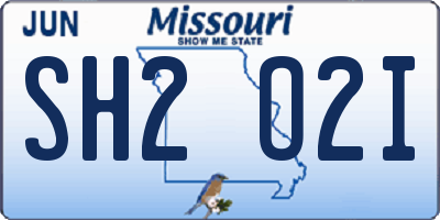 MO license plate SH2O2I