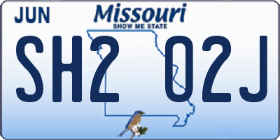 MO license plate SH2O2J