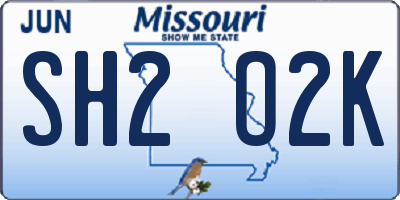 MO license plate SH2O2K