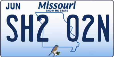 MO license plate SH2O2N