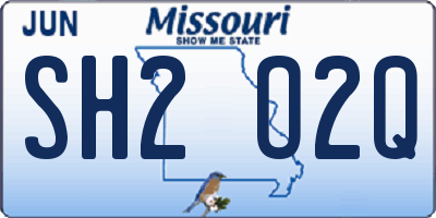 MO license plate SH2O2Q
