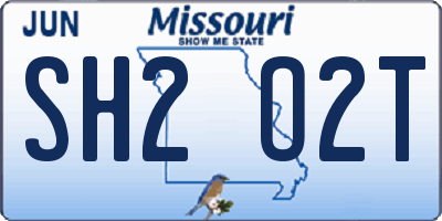 MO license plate SH2O2T