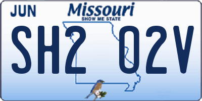 MO license plate SH2O2V