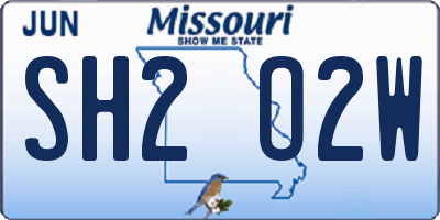 MO license plate SH2O2W