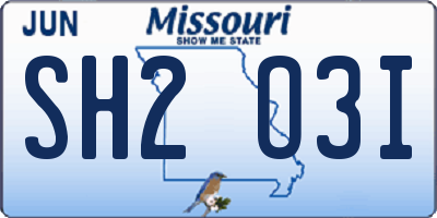 MO license plate SH2O3I
