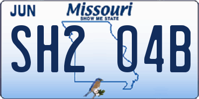 MO license plate SH2O4B