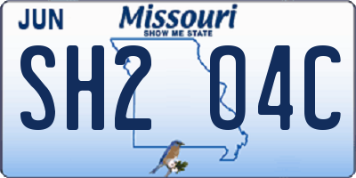 MO license plate SH2O4C
