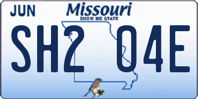MO license plate SH2O4E