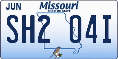 MO license plate SH2O4I