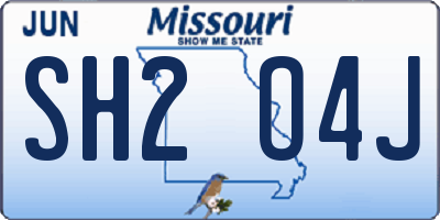 MO license plate SH2O4J