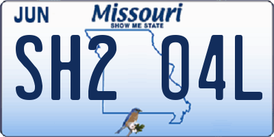 MO license plate SH2O4L