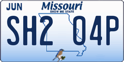 MO license plate SH2O4P