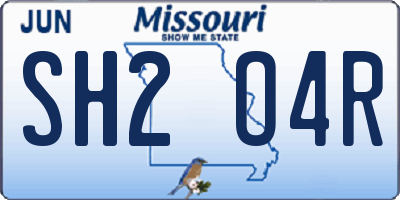 MO license plate SH2O4R