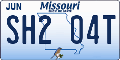 MO license plate SH2O4T