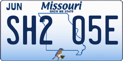 MO license plate SH2O5E