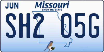 MO license plate SH2O5G