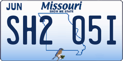 MO license plate SH2O5I