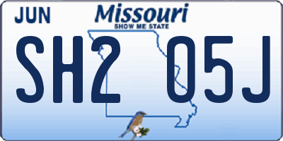 MO license plate SH2O5J