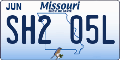 MO license plate SH2O5L