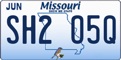 MO license plate SH2O5Q